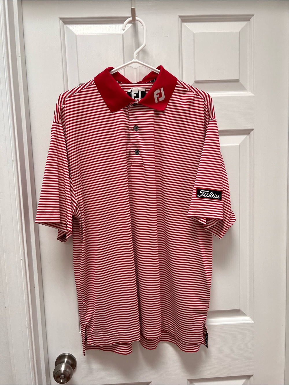 FootJoy Red and White Striped Golf Polo